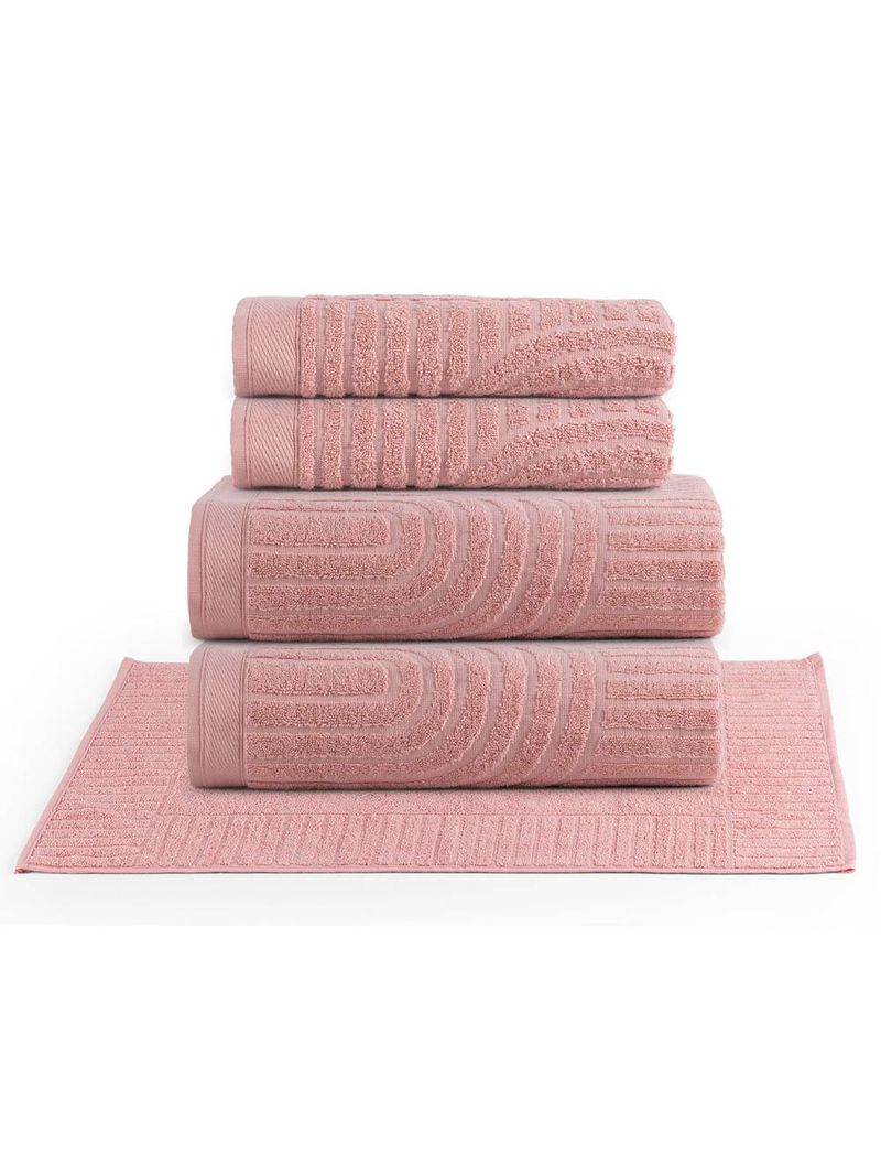 Jogo de banho dunna toalhas macias 100% algodão fio penteado 5 peças nuvem rosa