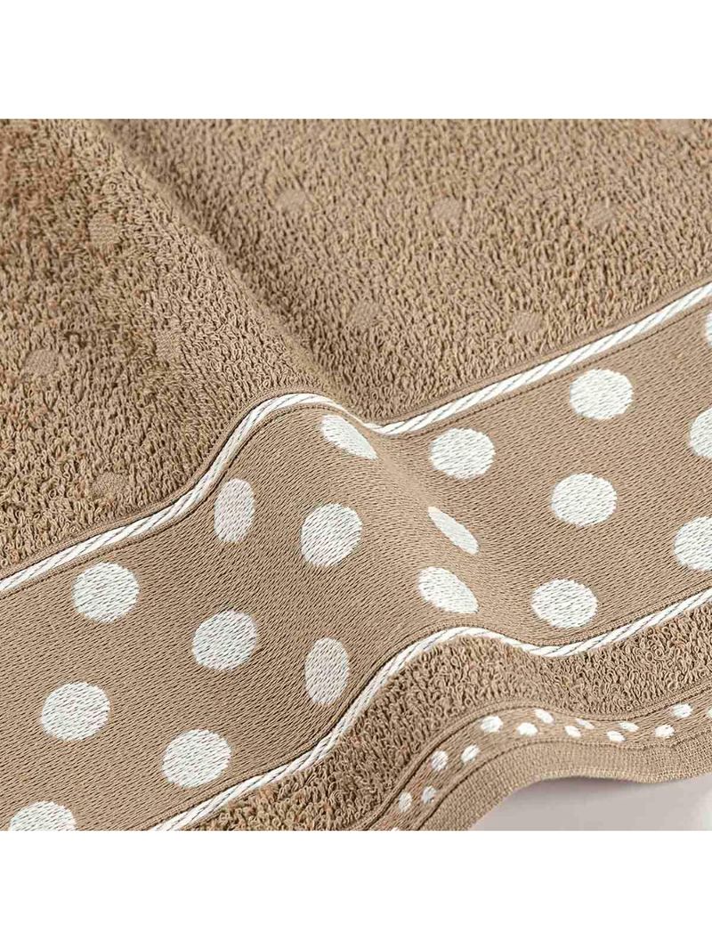 Jogo de banho meggy poá bolinhas toalhas macias 100% algodão 5 peças  bege