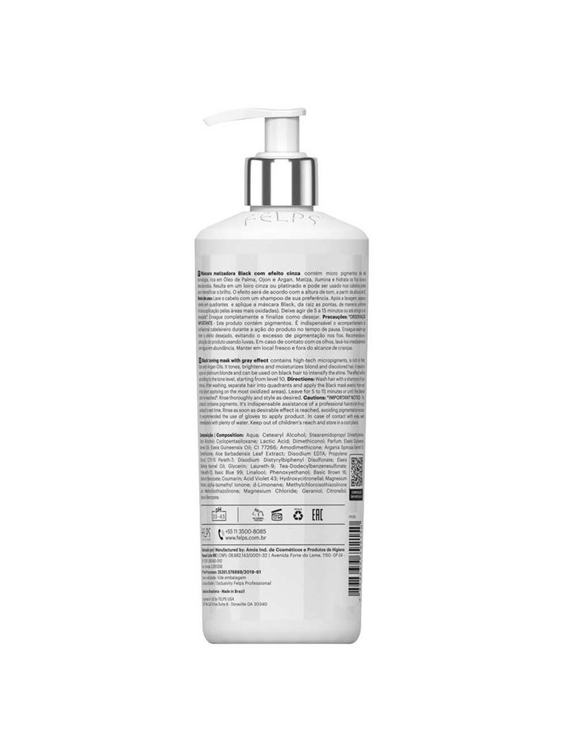 Felps color magic clay 4k black – máscara tonalizante matizadora efeito cinza