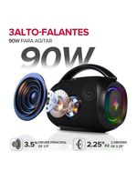 Caixa de Som Portátil RCA Bluetooth 90W IPX5 Luzes LED RGB Potente FR213 Mini