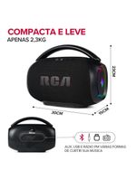 Caixa de Som Portátil RCA Bluetooth 90W IPX5 Luzes LED RGB Potente FR213 Mini