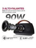 Caixa de Som Portátil RCA Bluetooth 90W IPX5 Luzes LED RGB Potente Design Minimalista Elegante FR316
