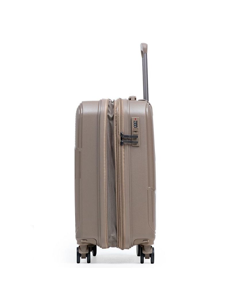 Mala pequena de polipropileno 4 rodas seul bege