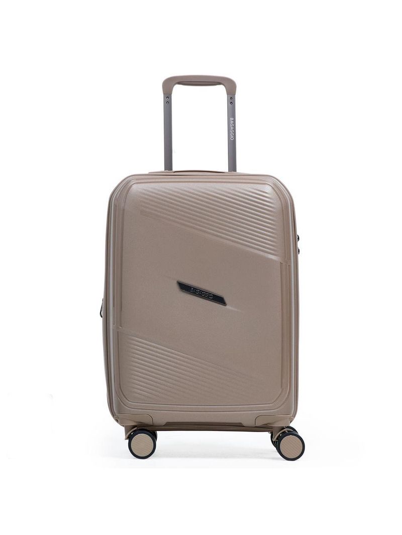 Mala pequena de polipropileno 4 rodas seul bege