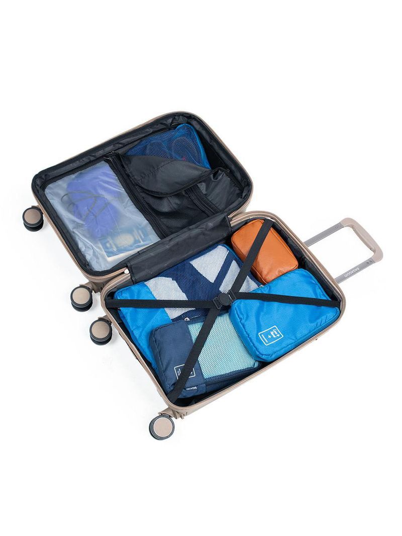 Mala pequena de polipropileno 4 rodas seul bege