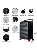 Mala média flamengo 23 kg policarbonato 4 rodas premium oficial preta