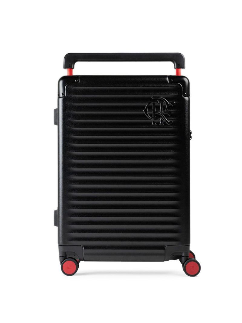Mala média flamengo 23 kg policarbonato 4 rodas premium oficial preta