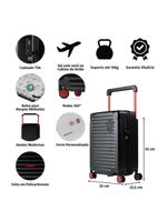 Mala de bordo flamengo 10 kg policarbonato 4 rodas premium oficial preta