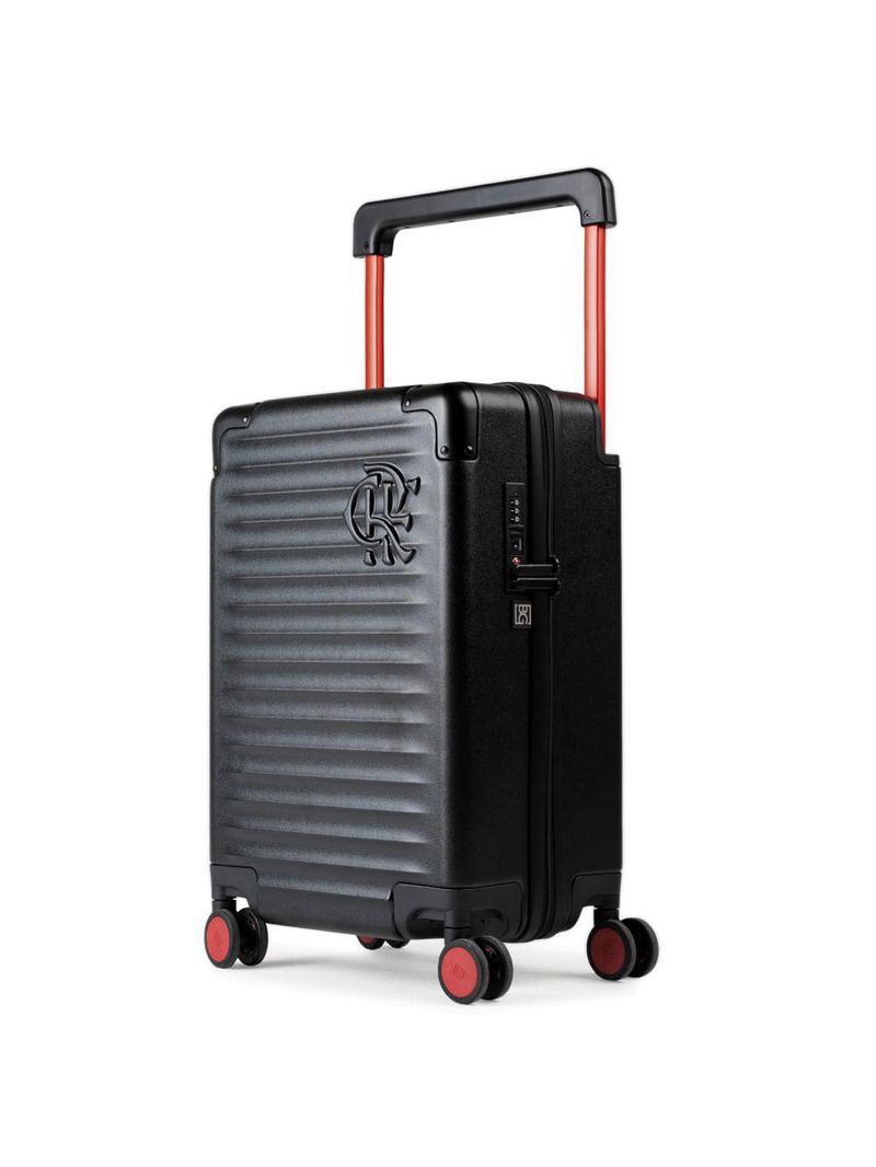 Mala de bordo flamengo 10 kg policarbonato 4 rodas premium oficial preta