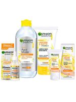 Garnier skin uniform & matte vitamina c kit – sérum + gel de limpeza + Água micelar + protetor solar cor clara