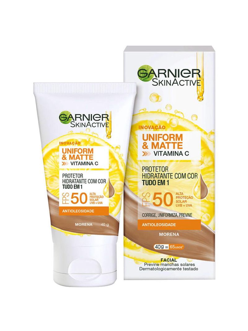 Garnier skin uniform & matte vitamina c kit – sérum + gel de limpeza + Água micelar + protetor solar cor morena
