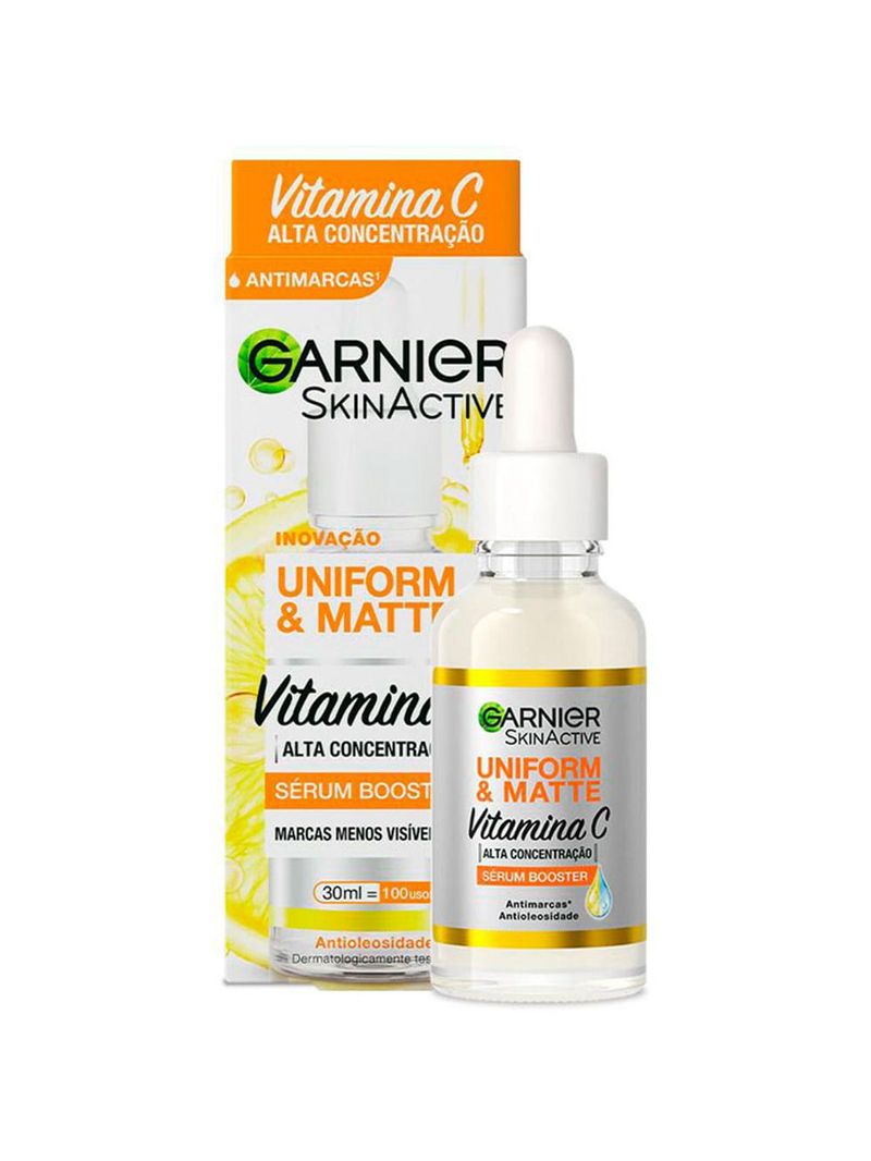 Garnier skin uniform & matte vitamina c kit – sérum + gel de limpeza + Água micelar + protetor solar cor morena
