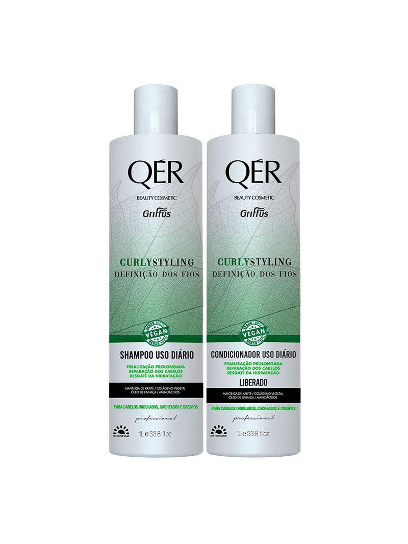 Griffus qÉr beauty cosmetics curly styling kit - shampoo + condicionador