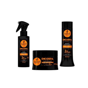 Haskell encorpa cabelo kit - finalizador + máscara + shampoo