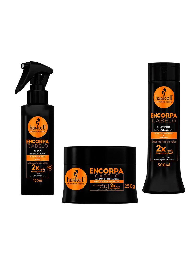 Haskell encorpa cabelo kit - finalizador + máscara + shampoo