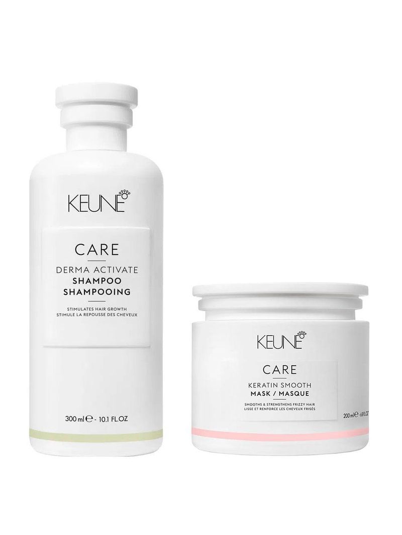 Keune care derma activate + keratin smooth kit - shampoo + máscara