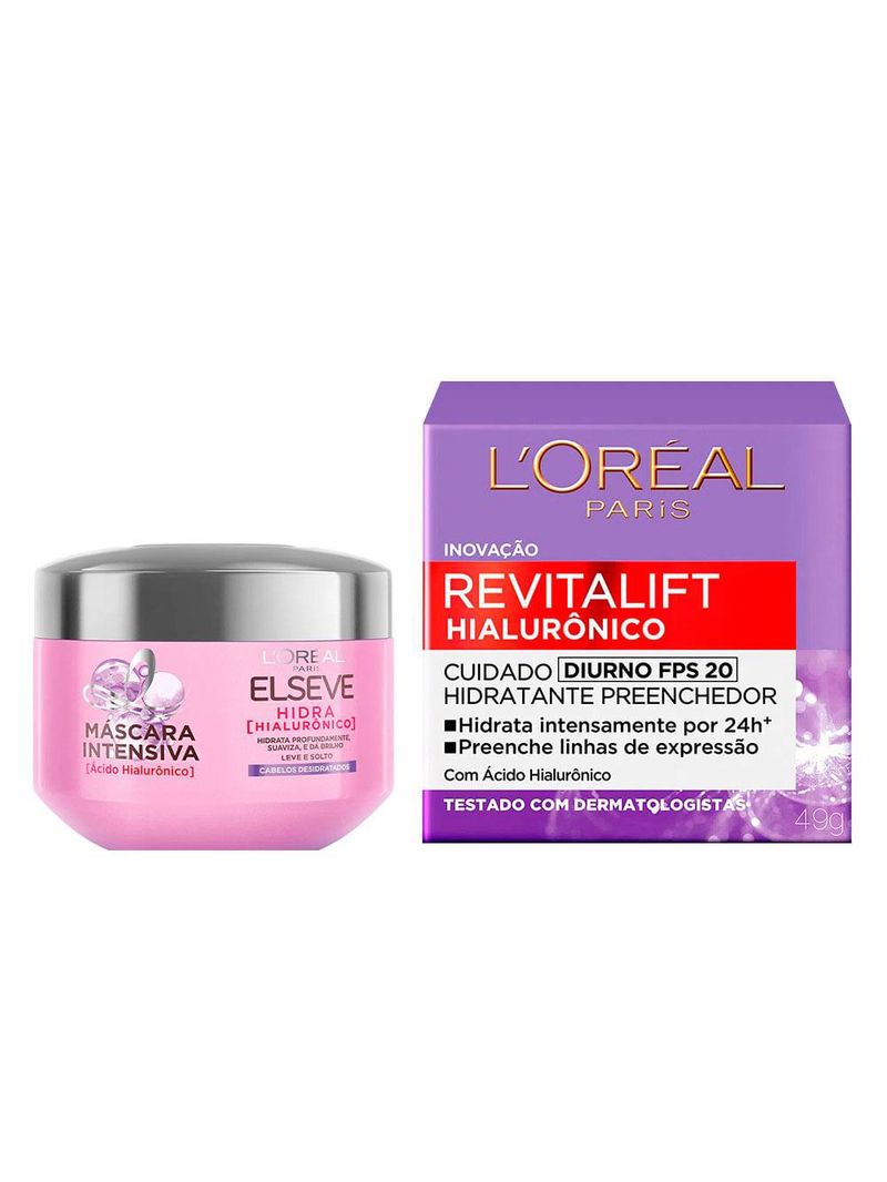 L'oréal paris elséve hialurônico kit diurno - máscara + creme anti-idade