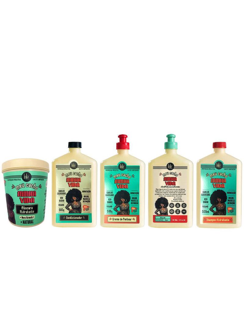 Lola cosmetics meu cacho minha vida kit shampoo + condicionador + máscara + creme + gel