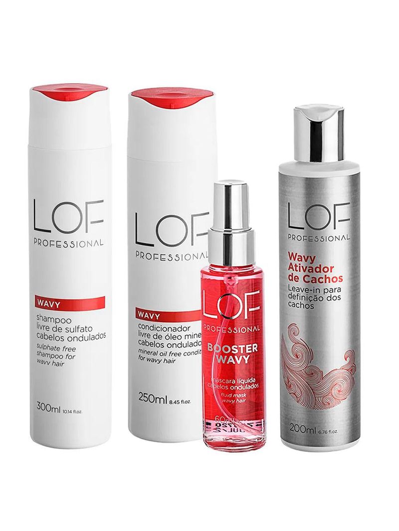 Lof professional wavy kit - shampoo + condicionador + máscara + ativador de cachos