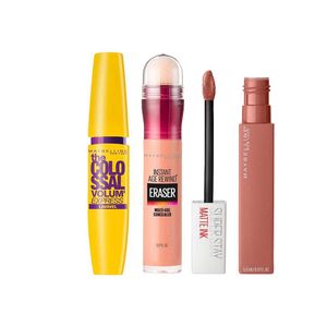 Maybelline colossal age rewind matte ink kit – máscara de cílios + corretivo + batom