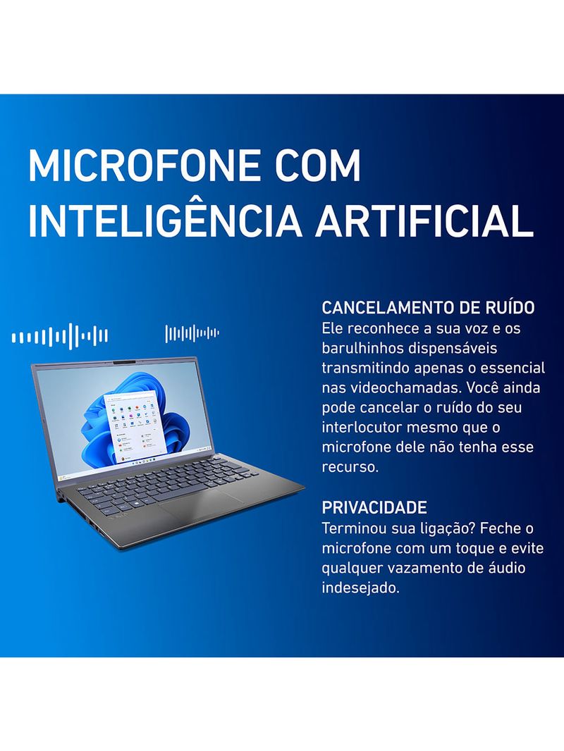Notebook VAIO® F14 Intel® Core i5-1334U Windows 11 Home 16GB RAM 512GB SSD 14'' Full HD IPS com Fingerprint Cinza Escuro