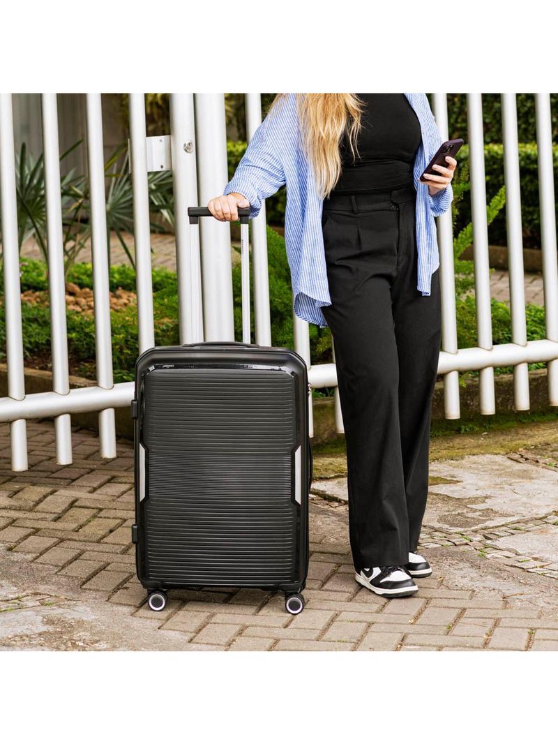 Mala média de polipropileno 4 rodas malta preto