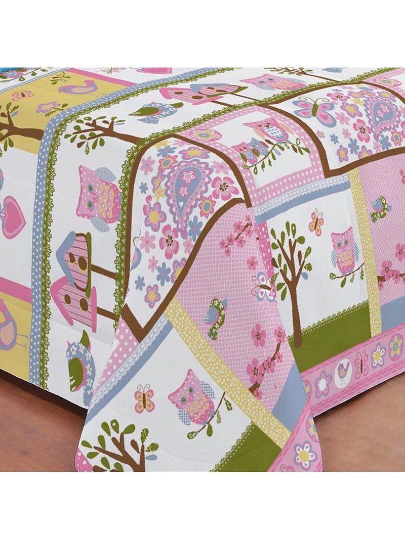 Kit edredom infantil corujinha doroty + jogo de lençol 5 peças - 100% algodão