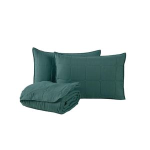 Kit cobre leito colcha speciale casal matelado toque acetinado 400 fios 3 peças verde