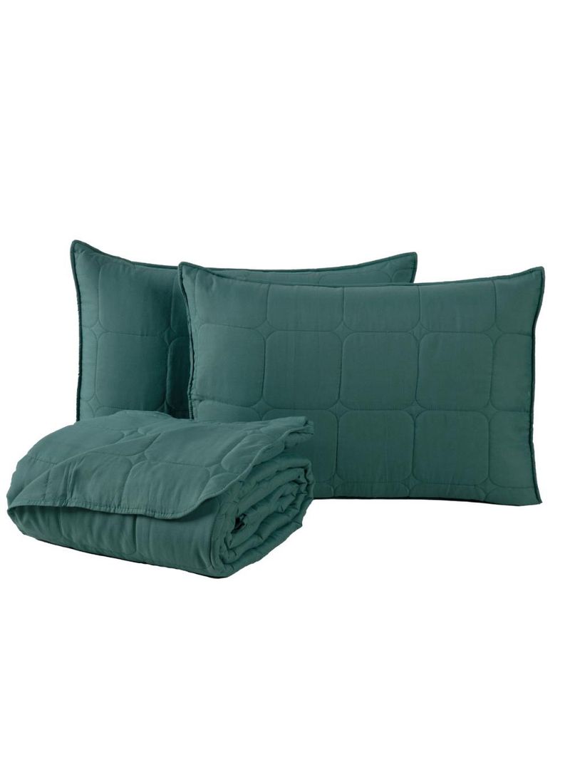 Kit cobre leito colcha speciale casal matelado toque acetinado 400 fios 3 peças verde