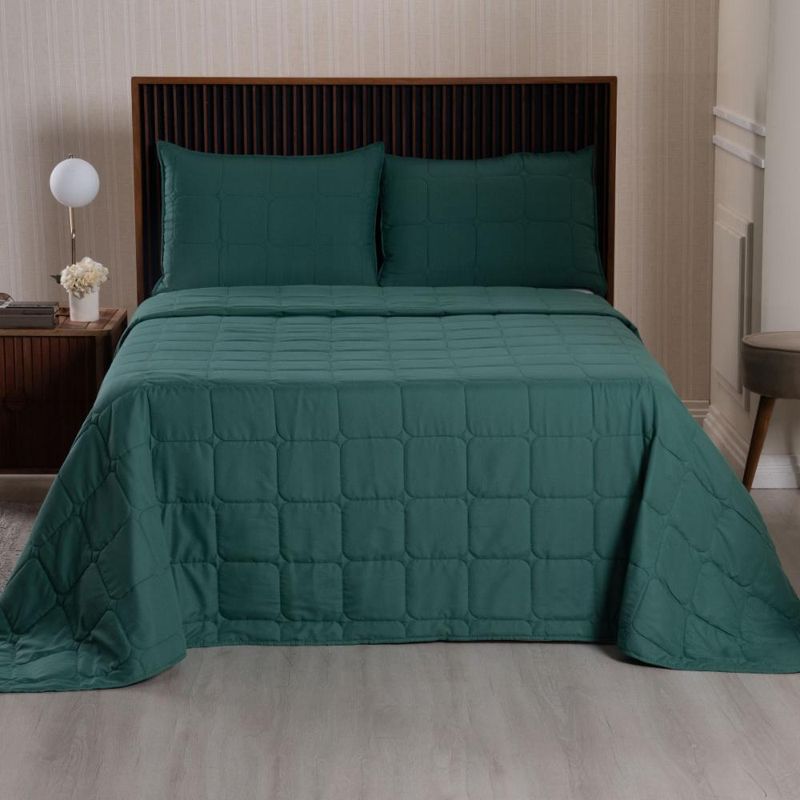 Kit cobre leito colcha speciale casal matelado toque acetinado 400 fios 3 peças verde