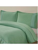 Kit coordenado grécia cobre leito + jogo de cama king bordado inglês 300 fios - 7 peças - verde