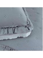 Kit cobre leito colcha vitta king matelado c/ babadinhos 200 fios 3 peças cinza