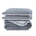 Kit cobre leito colcha vitta king matelado c/ babadinhos 200 fios 3 peças cinza