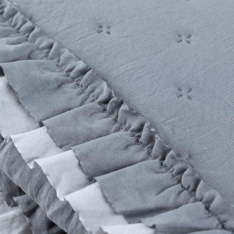 Kit cobre leito colcha vitta king matelado c/ babadinhos 200 fios 3 peças cinza