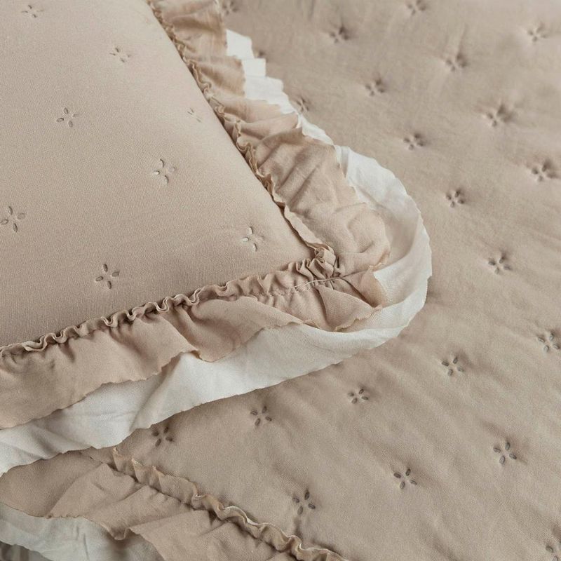 Kit cobre leito colcha vitta king matelado c/ babadinhos 200 fios 3 peças bege