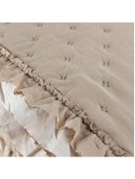 Kit cobre leito colcha vitta king matelado c/ babadinhos 200 fios 3 peças bege