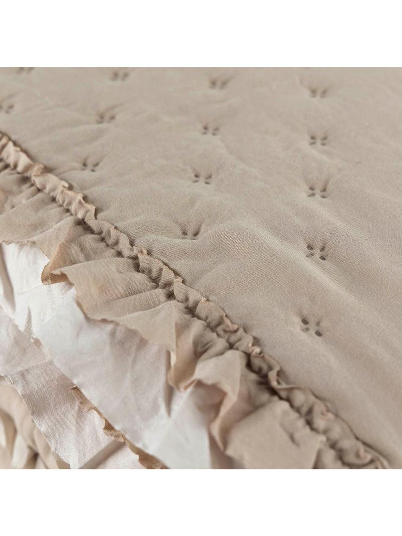 Kit cobre leito colcha vitta king matelado c/ babadinhos 200 fios 3 peças bege