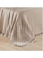 Kit cobre leito colcha vitta king matelado c/ babadinhos 200 fios 3 peças bege