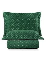 Kit cobre leito colcha vênus casal dupla face micropercal 200 fios liso 3 peças - verde esmeralda