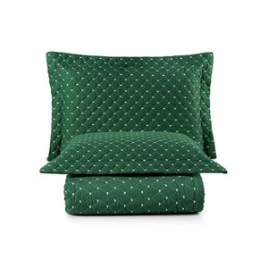 Kit cobre leito colcha vênus casal dupla face micropercal 200 fios liso 3 peças - verde esmeralda