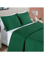 Kit cobre leito colcha vênus casal dupla face micropercal 200 fios liso 3 peças - verde esmeralda