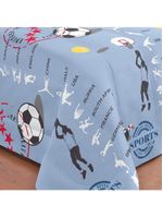 Kit edredom infantil fenômeno esportes + jogo de lençol 5 peças - azul - 100% algodão