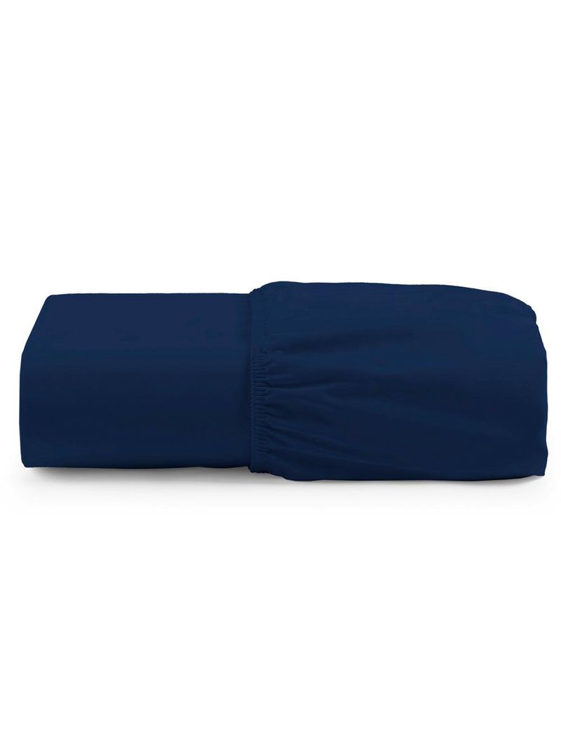 Lençol unique avulso de baixo king com elástico micro percal 400 fios - azul marinho