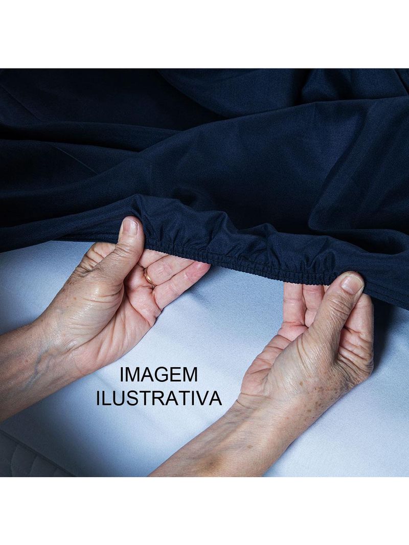 Lençol unique avulso de baixo king com elástico micro percal 400 fios - azul marinho