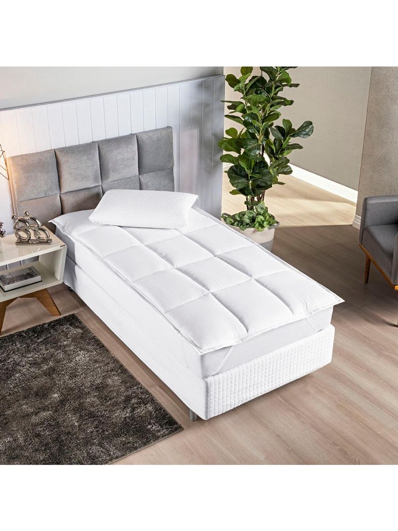 Protetor de colchão macio pillow top solteiro scartec micropercal 200 fios - branco