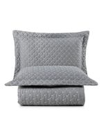 Kit cobre leito colcha vênus queen dupla face micropercal 200 fios liso 3 peças - cinza