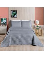 Kit cobre leito colcha vênus queen dupla face micropercal 200 fios liso 3 peças - cinza