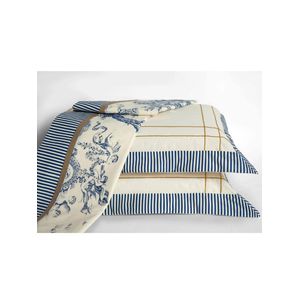 Kit edredom martin queen estampado + lençol 07 peças - palha