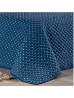 Kit cobre leito colcha vênus queen dupla face micropercal 200 fios liso 3 peças - azul marinho