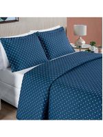 Kit cobre leito colcha vênus queen dupla face micropercal 200 fios liso 3 peças - azul marinho